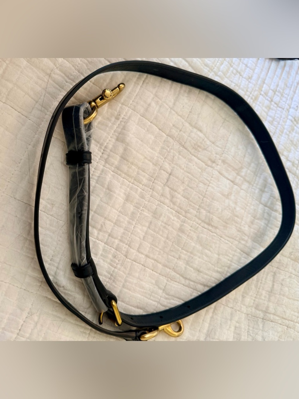 Coach Black Leather Strap 42” Adjustable Brass Hardware Crossbody Shoulder - Picture 4 of 7